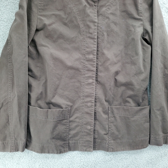 Eileen Fisher Jacket Women's Medium Snap Front Collarless Canvas Brown - Picture 4 of 11